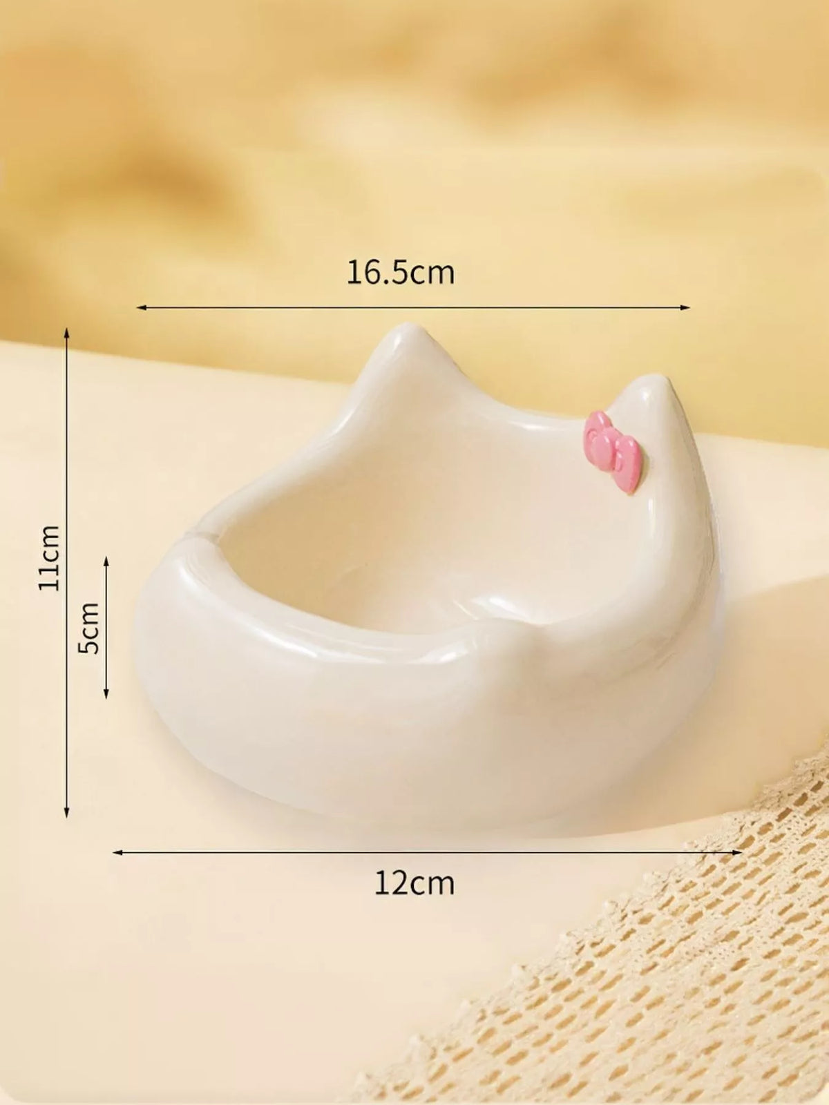 Ceramic Pet Bowl with Bowknot