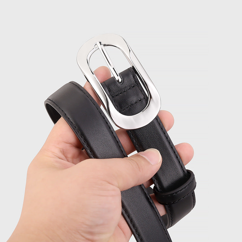 Silver Buckle Leather Belt - Lilixa.store