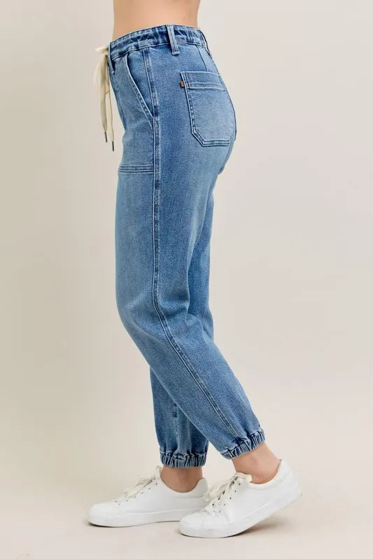Judy Blue Full Size High Waist Denim Jogger Plus Size - Lilixa.store