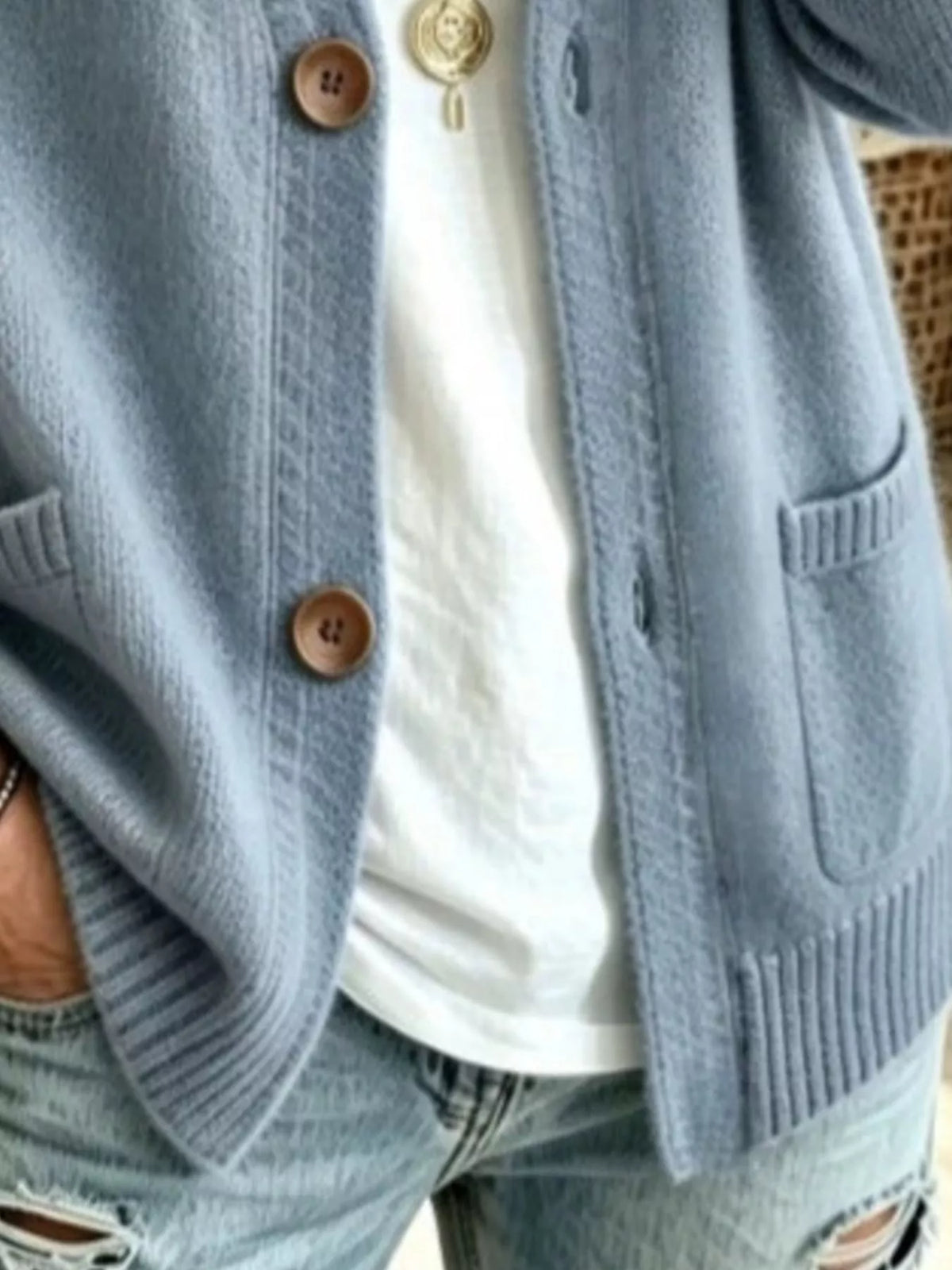 Full Size Button Up Raglan Sleeve Cardigan Plus Size
