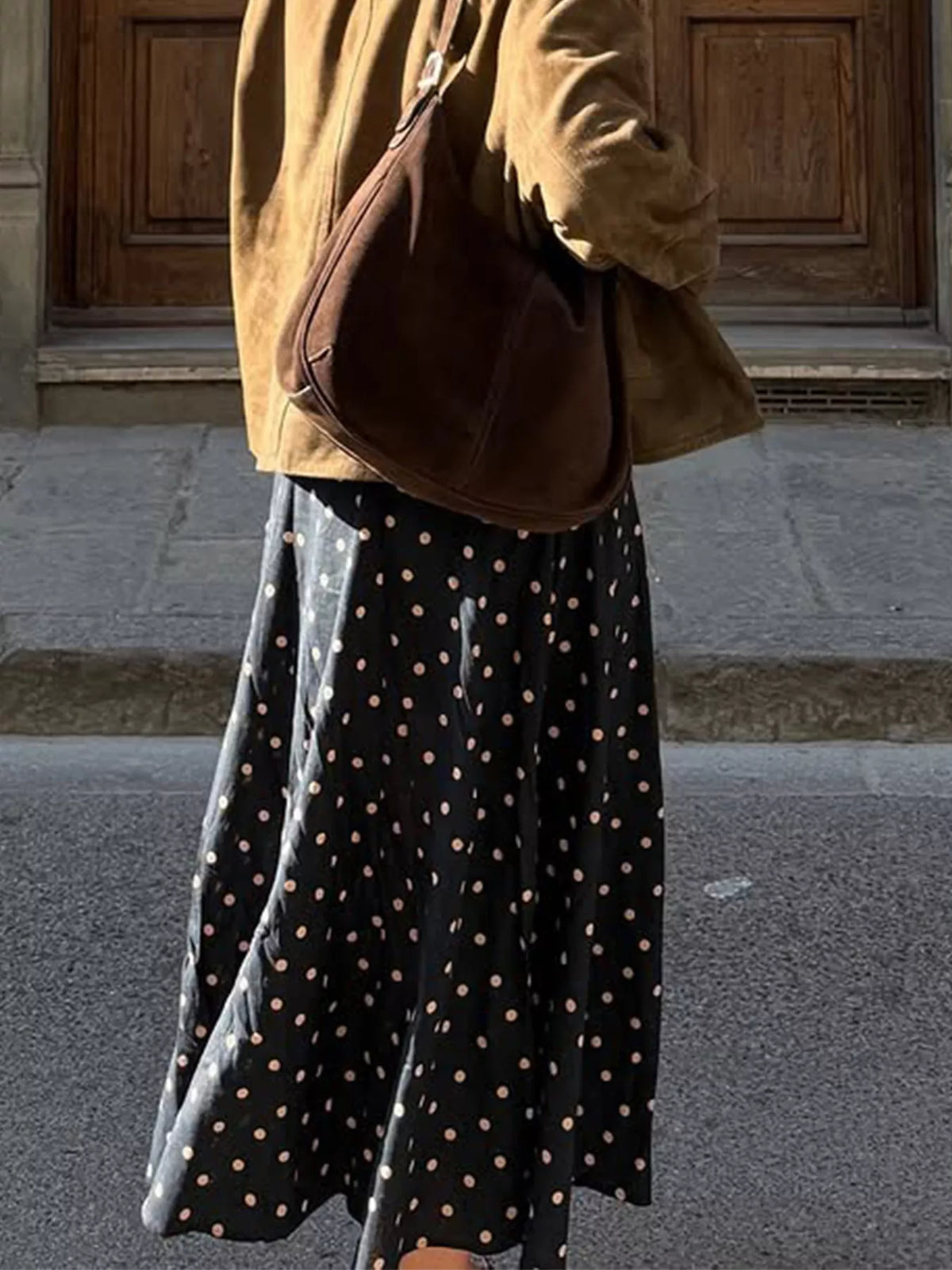 Polka Dot High-Waisted A-Line Skirt