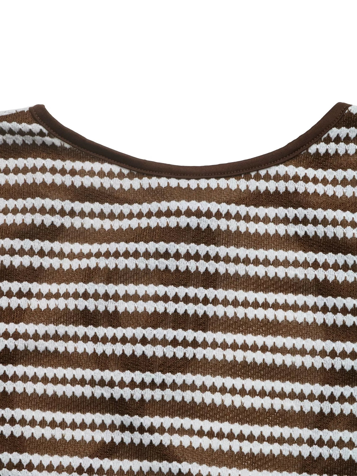 Striped Flare Sleeve Ribbed Knit Dress in Brown, view 7