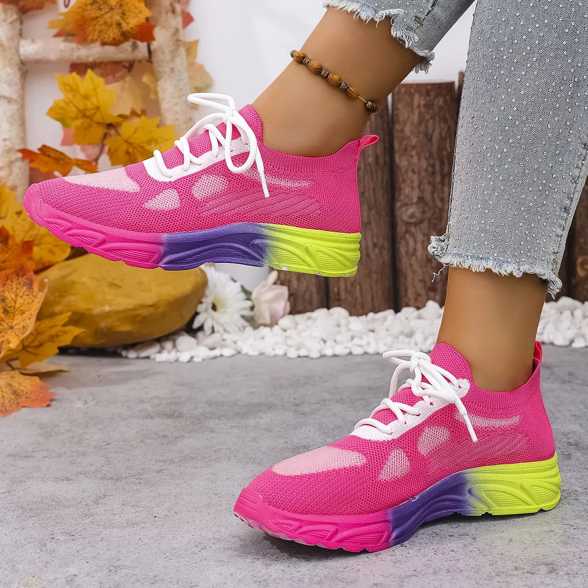 Lace Up Round Toe Sneakers - Lilixa.store