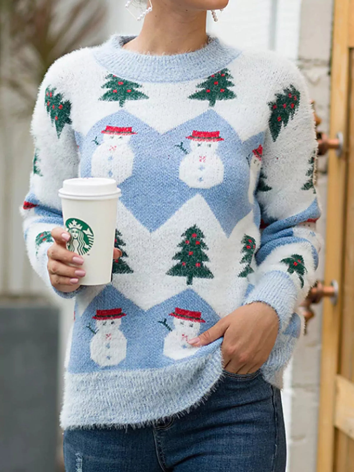 Christmas Snowman Dropped Shoulder Sweater