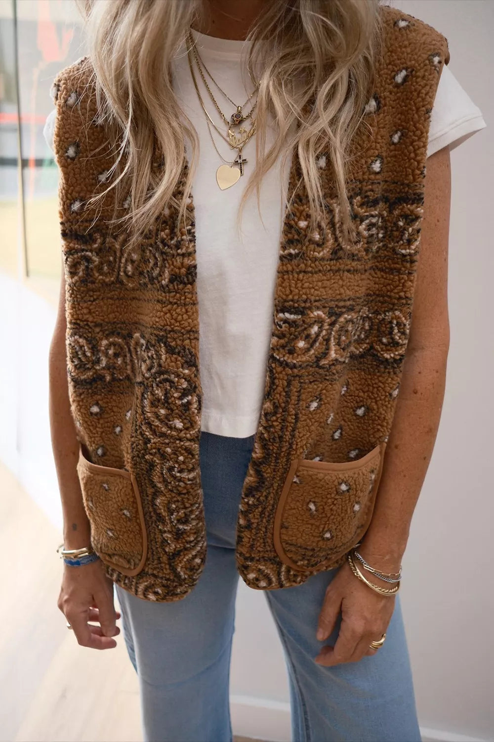 Fleece Open Front Vest Coat - Lilixa.store