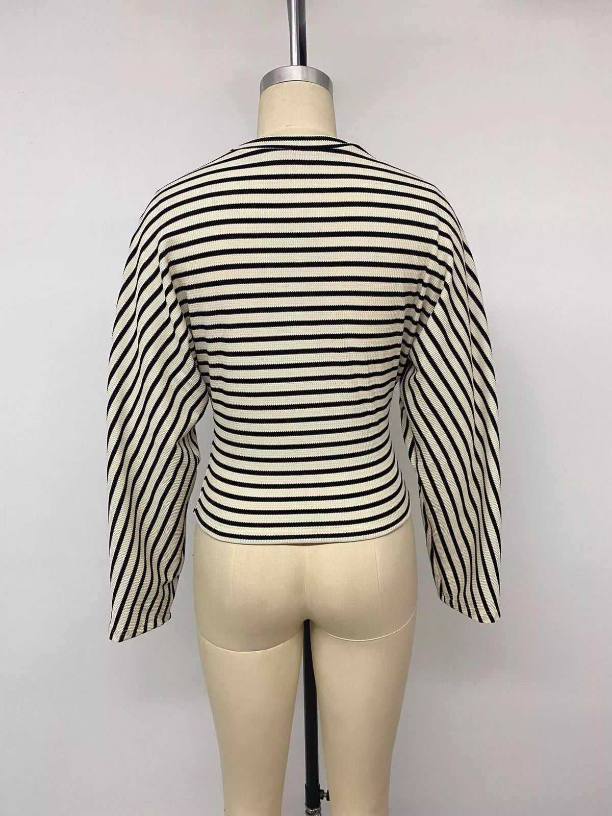 Striped Batwing Sleeve Crew Neck T-Shirt
