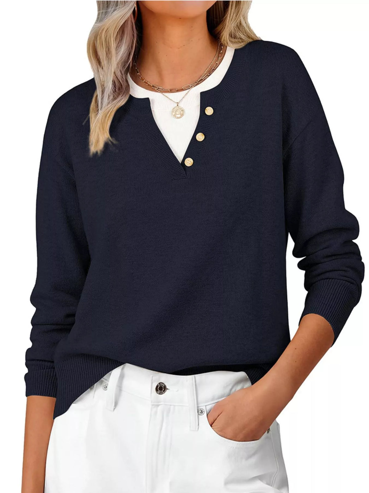 Long Sleeve Dropped Shoulder Sweater