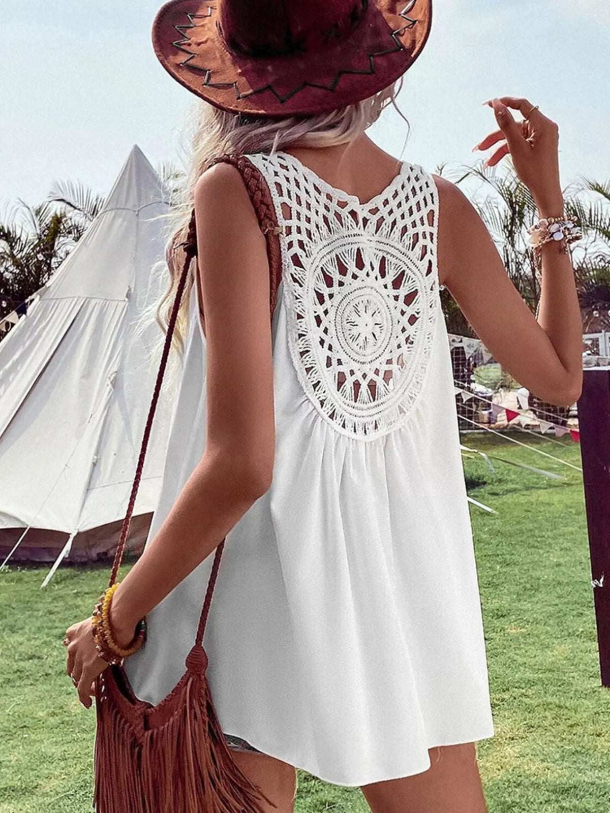 Crochet V-Neck Tank Top, view 2