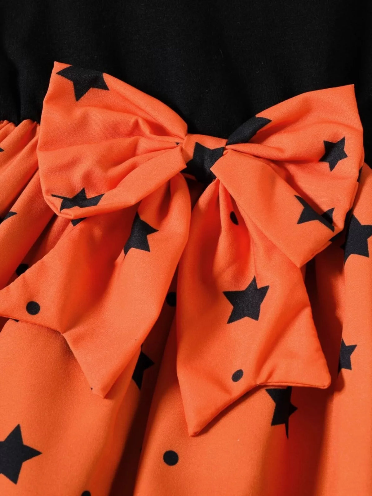 Children's Halloween Pumpkin Print Bowknot Long Sleeve Dress - Lilixa.store