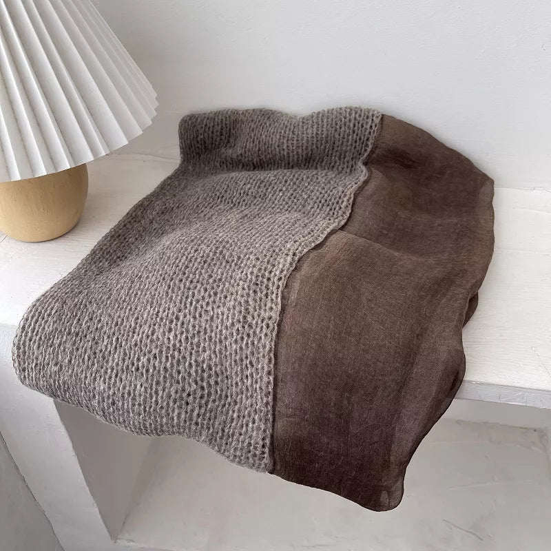 Lightweight Knitted Scarf with Dyed Edges - Lilixa.store
