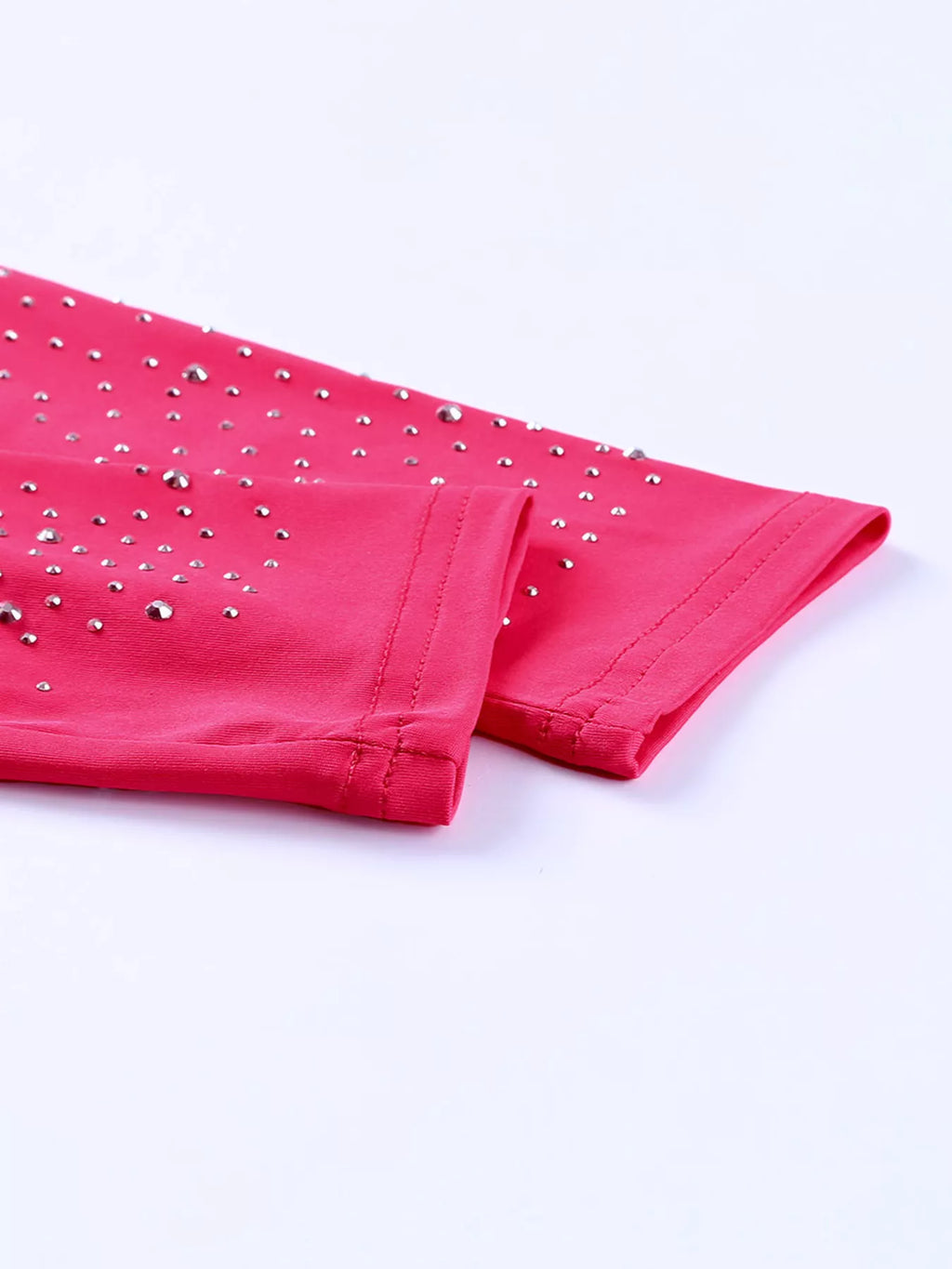 Rhinestone Round Neck Long Sleeve Bodysuit - Lilixa.store