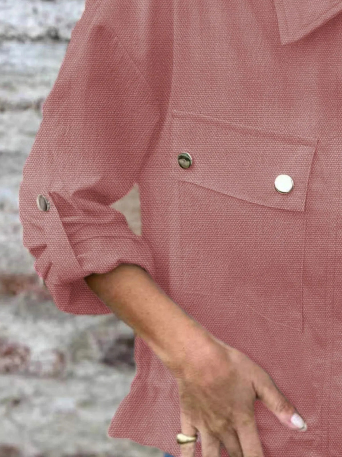 Snap-Down Utility Shacket with Chest Pockets, view 5