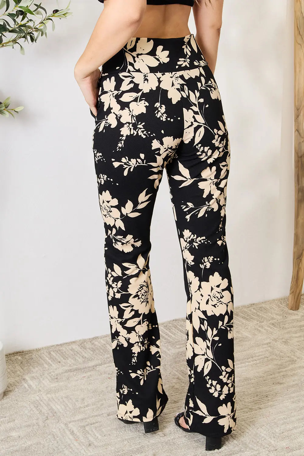 Heimish Full Size High Waist Floral Flare Pants Plus Size - Lilixa.store