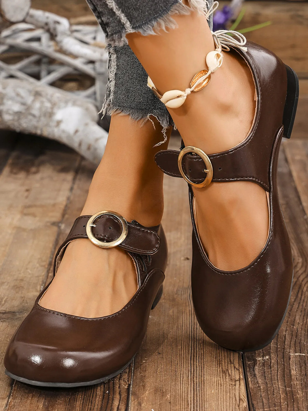 Buckle Strap Mary Jane Loafers, view 7