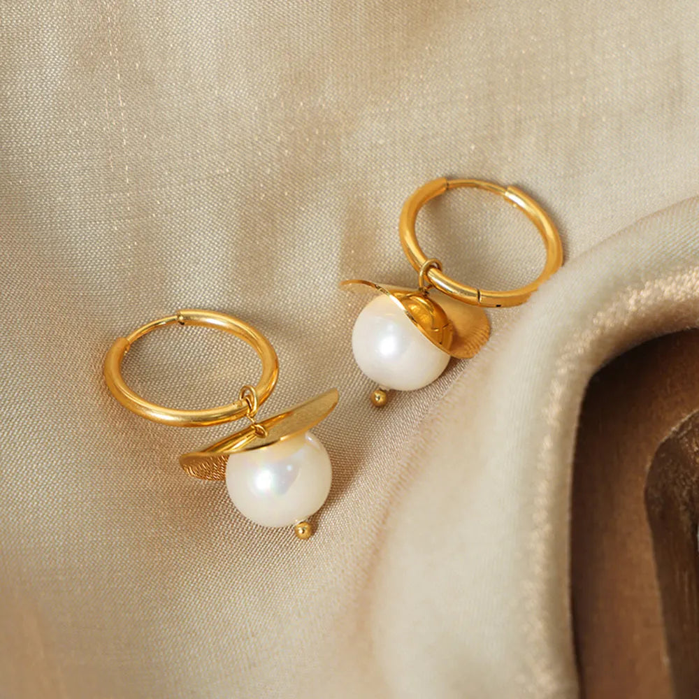18K Gold-Plated Bead Dangle Earrings - Lilixa.store