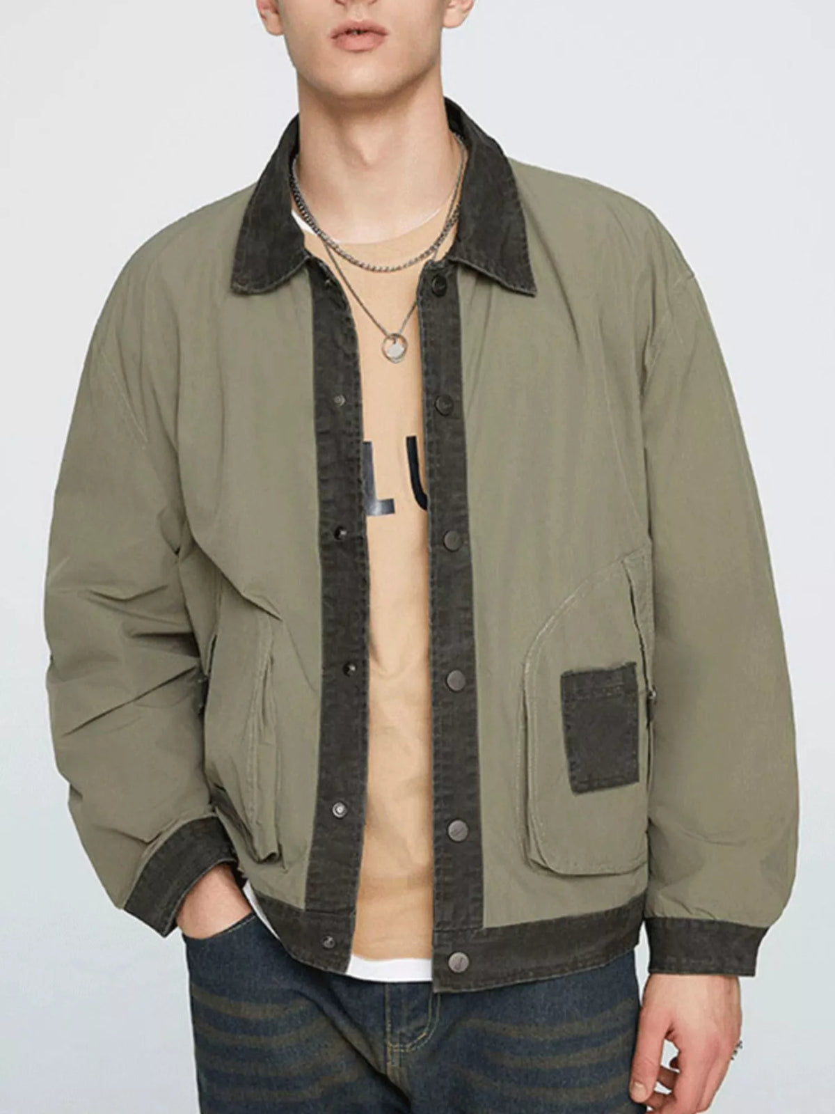 Men's Plus Size Snap Down Long Sleeve Jacket - Lilixa.store