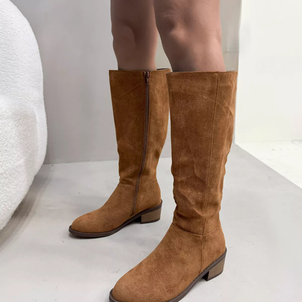 Round Toe Block Heels Boots, view 9