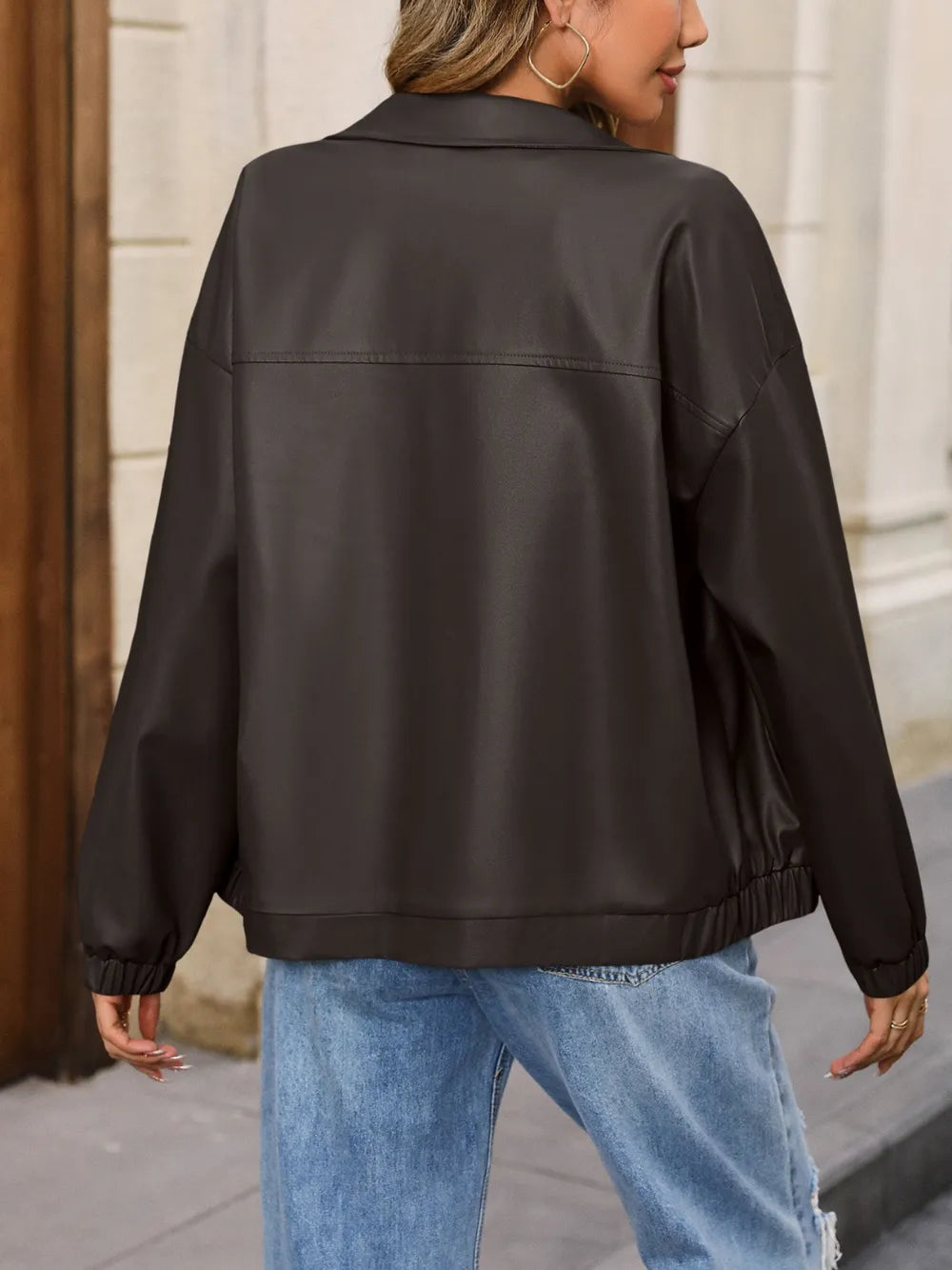 Ivy Lane Zip Up Dropped Shoulder Jacket, view 8