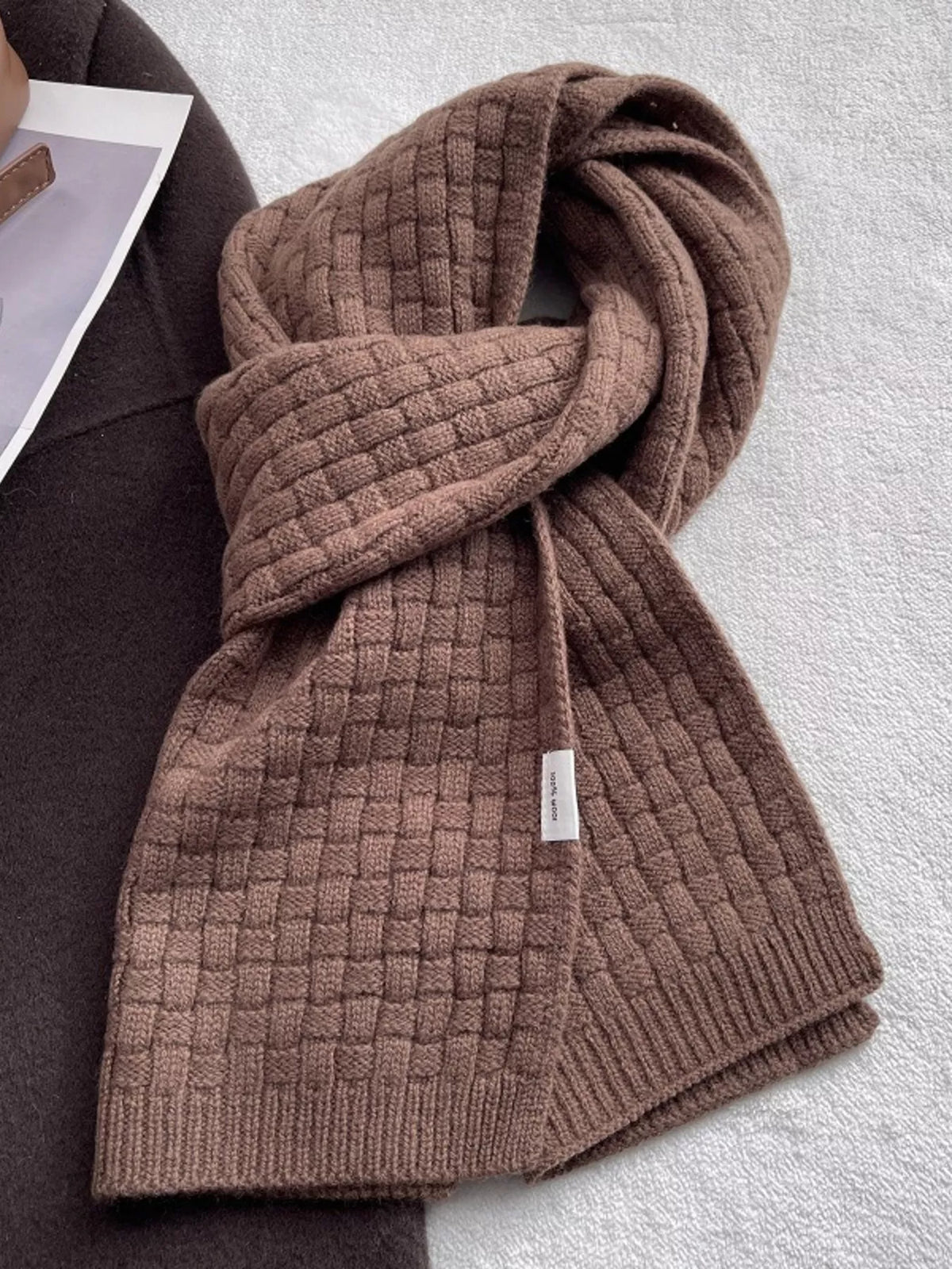 Wool Woven Pattern Knitted Scarf - Lilixa.store