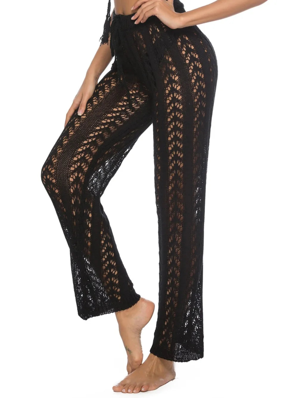 Cutout Drawstring High Waist Swim Pants - Lilixa.store
