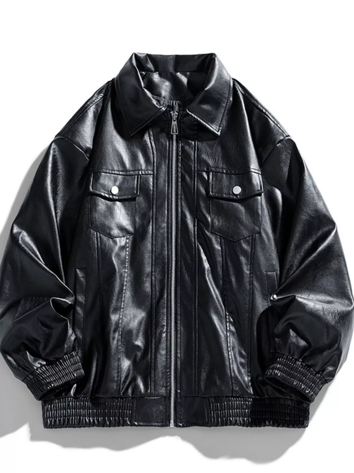 Men's Plus Size Zip Up Leather Jacket - Lilixa.store