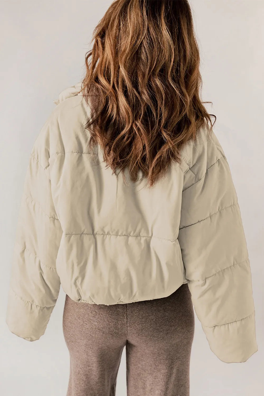 Zip Up Collared Neck Long Sleeve Winter Coat - Lilixa.store