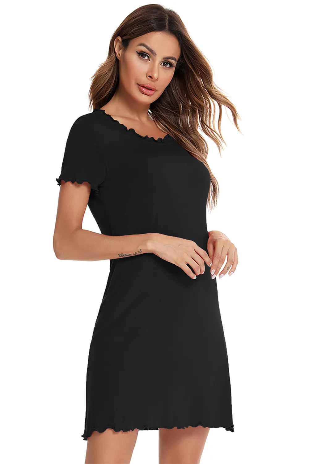 Round Neck Short Sleeve Lounge Dress - Lilixa.store