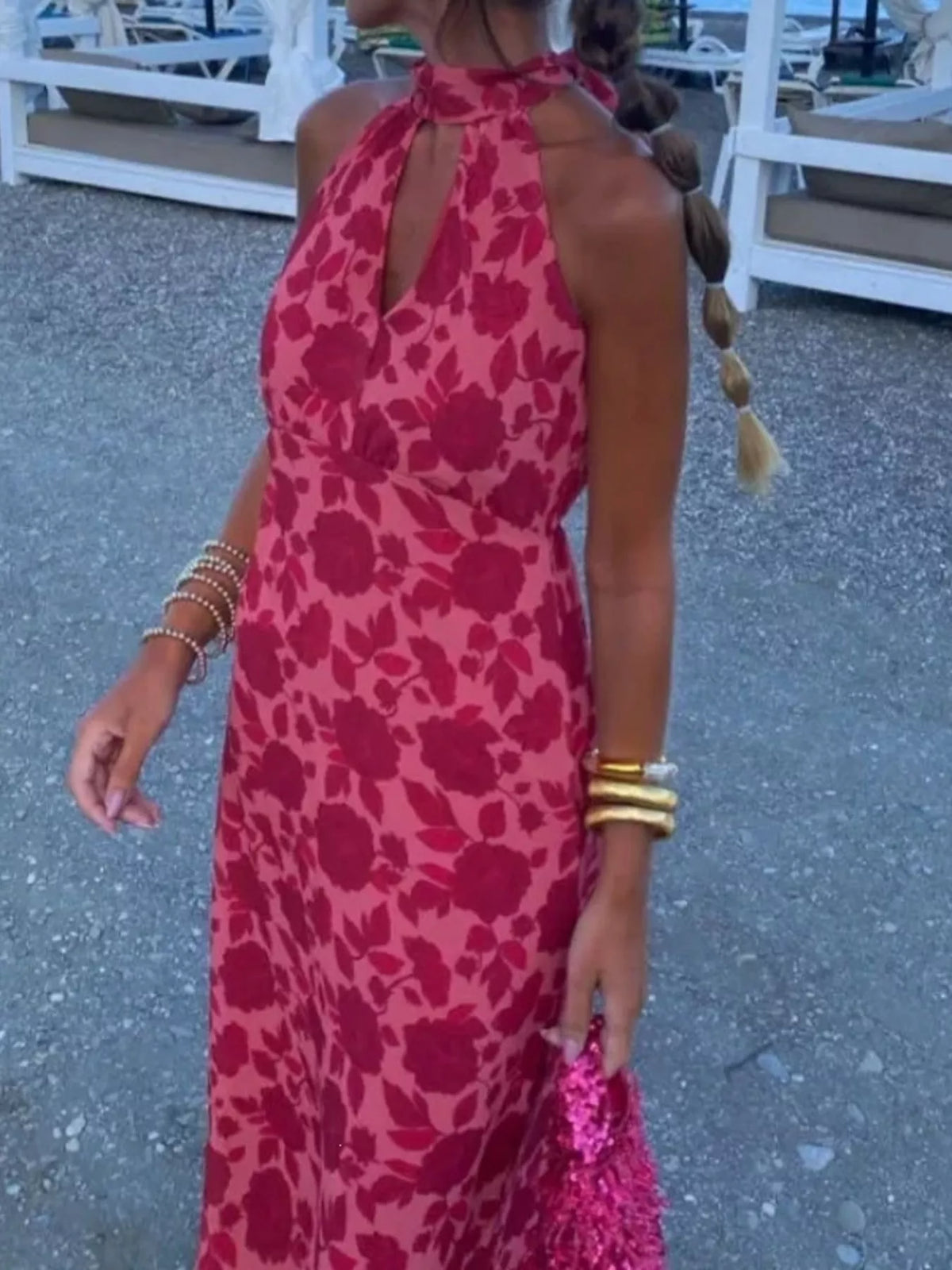 Cutout Detail Sleeveless Maxi Dress
