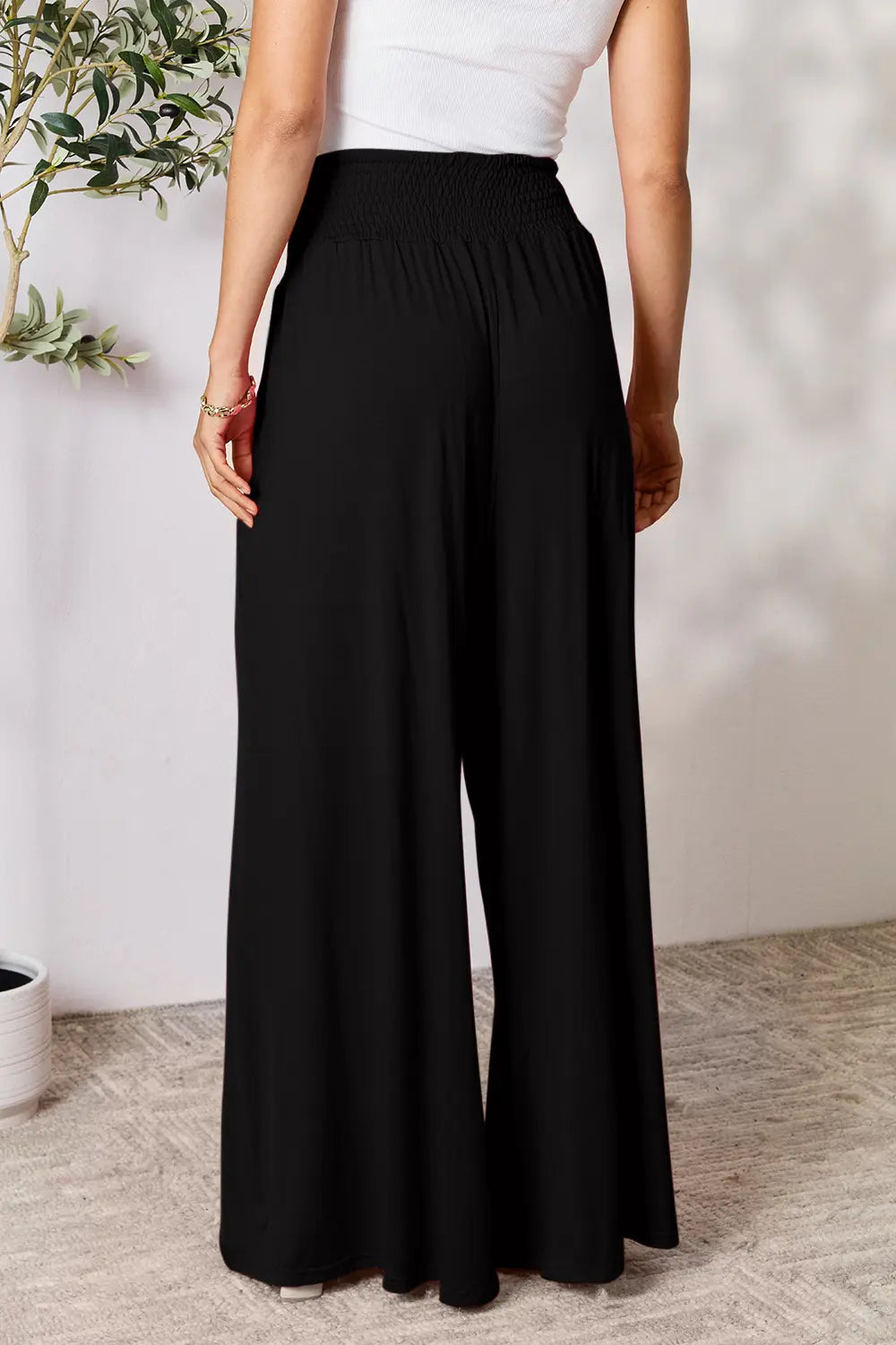 Basic Bae Full Size Smocked Wide Waistband Wide Leg Pants, view 27