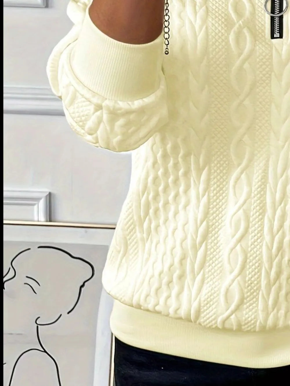 Texture Half Zip Long Sleeve Sweatshirt - Lilixa.store