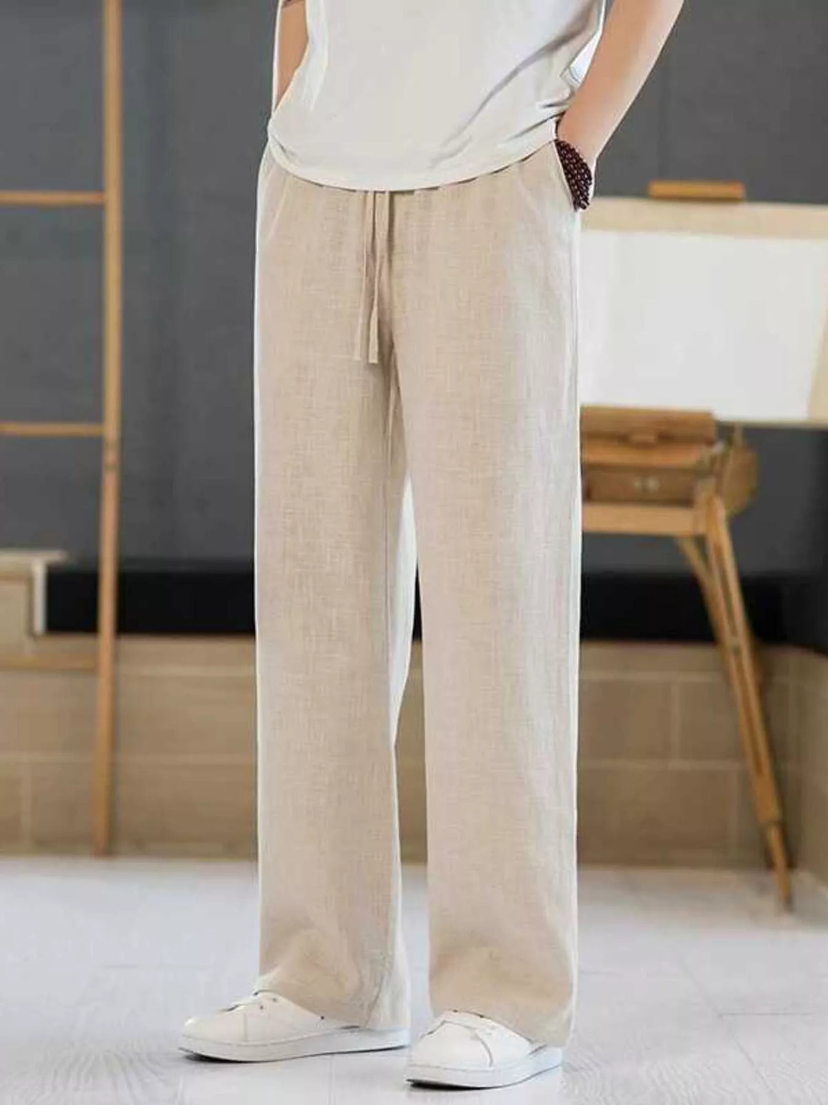 Men's Plus Size Casual Drawstring Pants, view 2