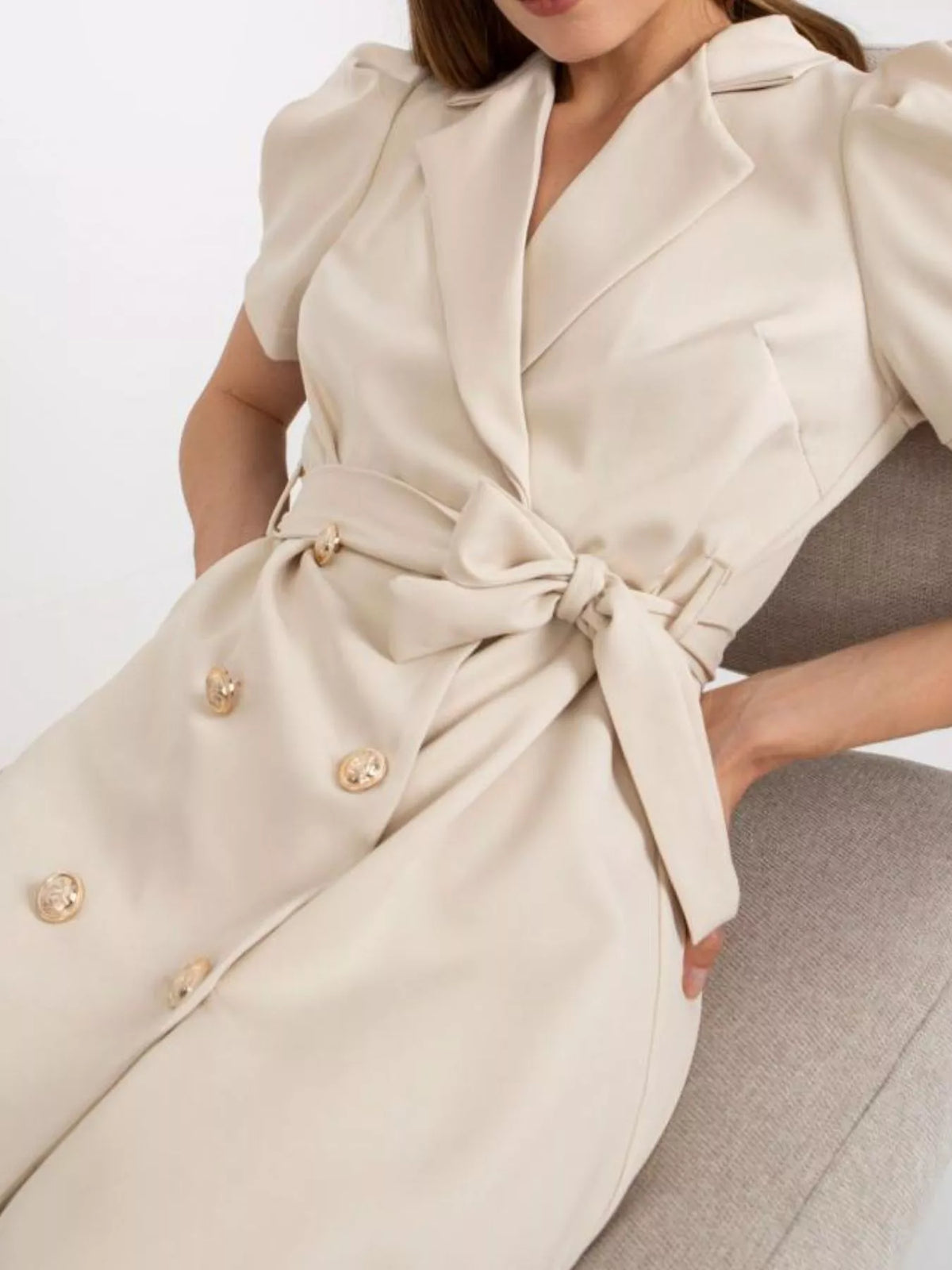 Blazer Style Tie Waist Mini Dress, view 12