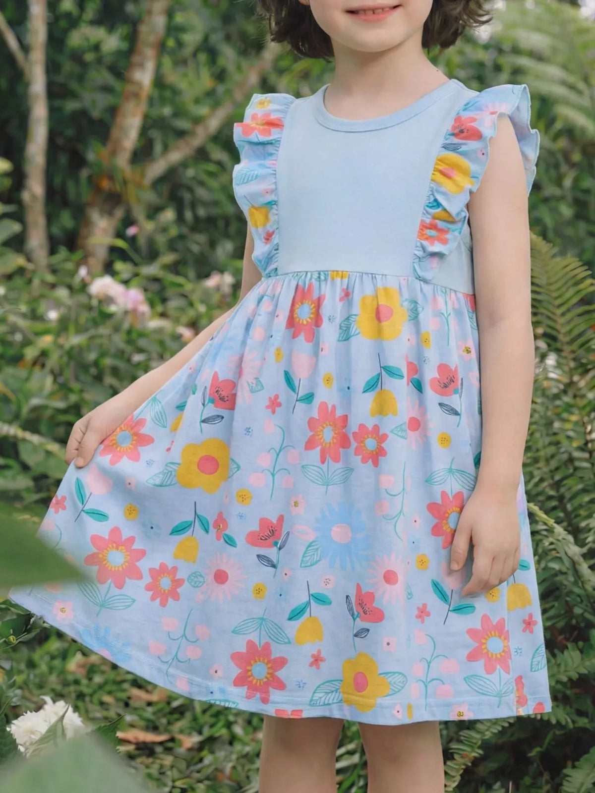 Children's Ruffled Floral Print Dress - Lilixa.store