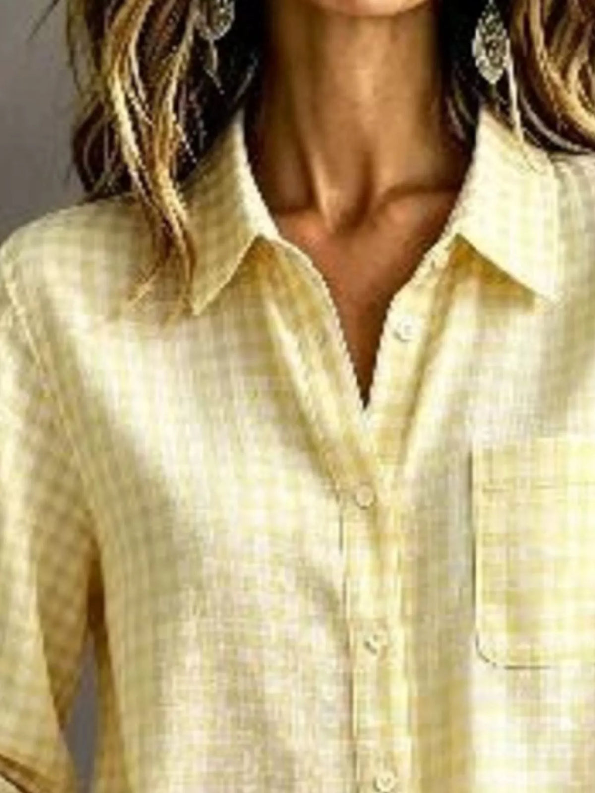 Gingham Button-Down Long Sleeve Shirt