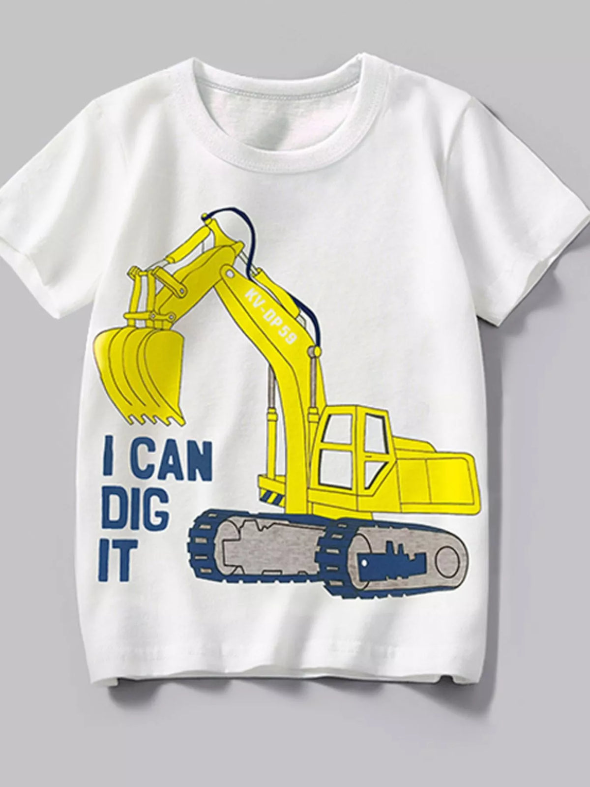 Children's Excavator Graphic Round Neck Tee - Lilixa.store