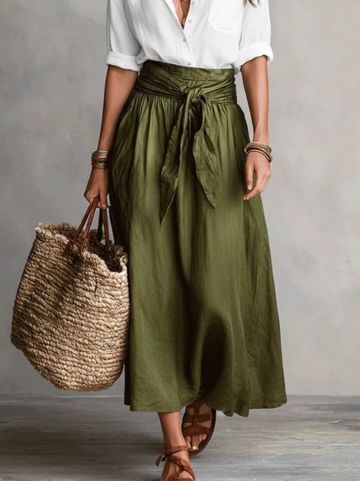 Full Size Button-Down Shirt and Skirt Set Plus Size - Lilixa.store