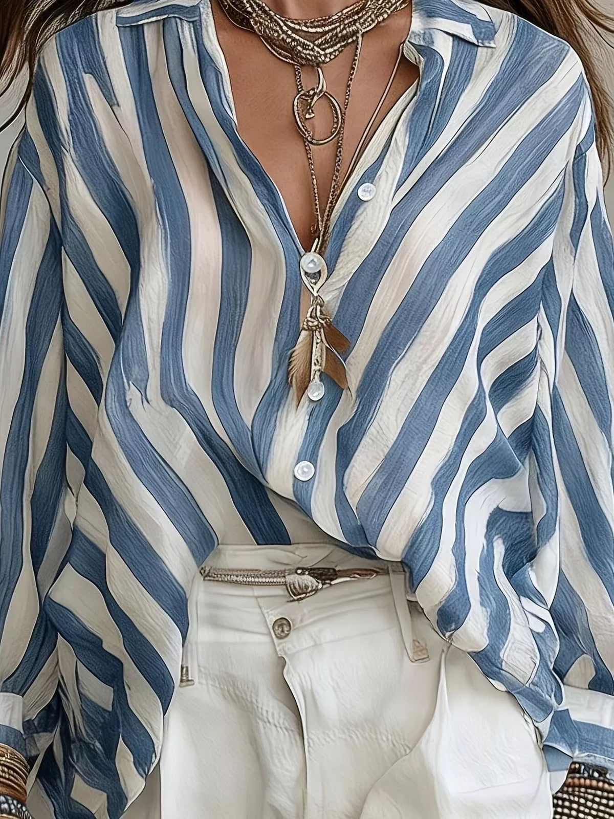 Striped Loose Fit Shirt, view 5