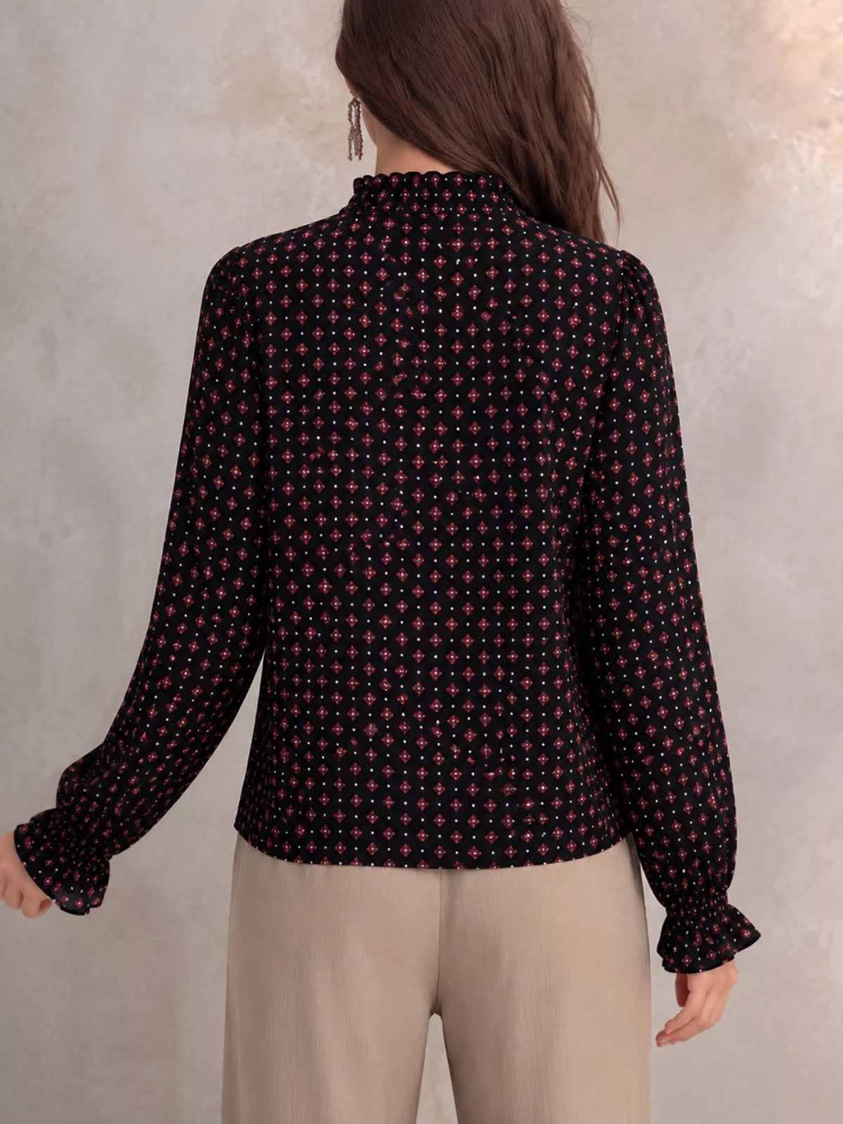 Printed Flounce Sleeve Blouse, view 6