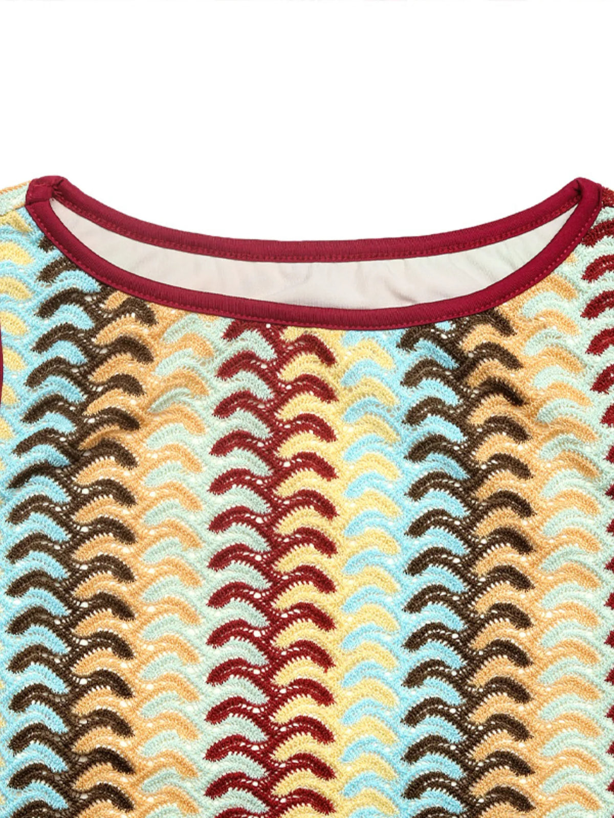 Sleeveless Chevron Pattern Sweater Dress in Khaki, view 7