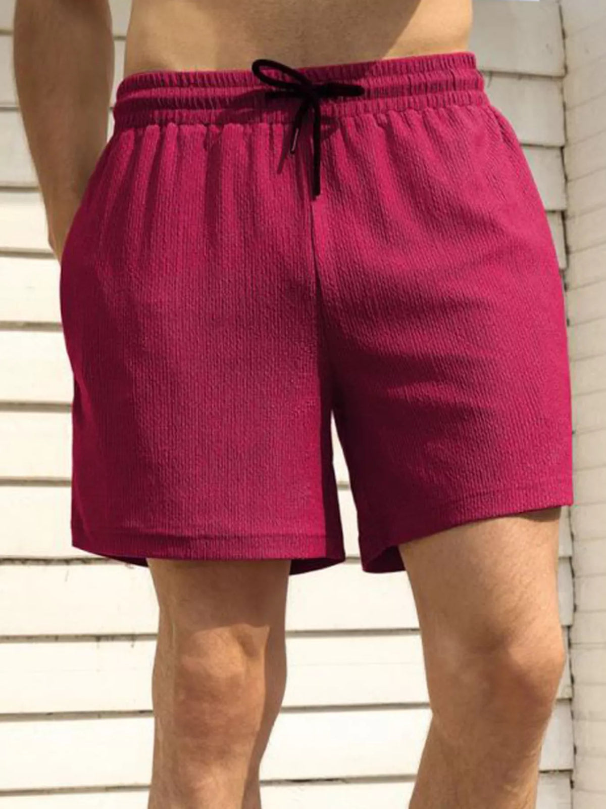 Men's Drawstring Shorts with Pockets in Burgundy