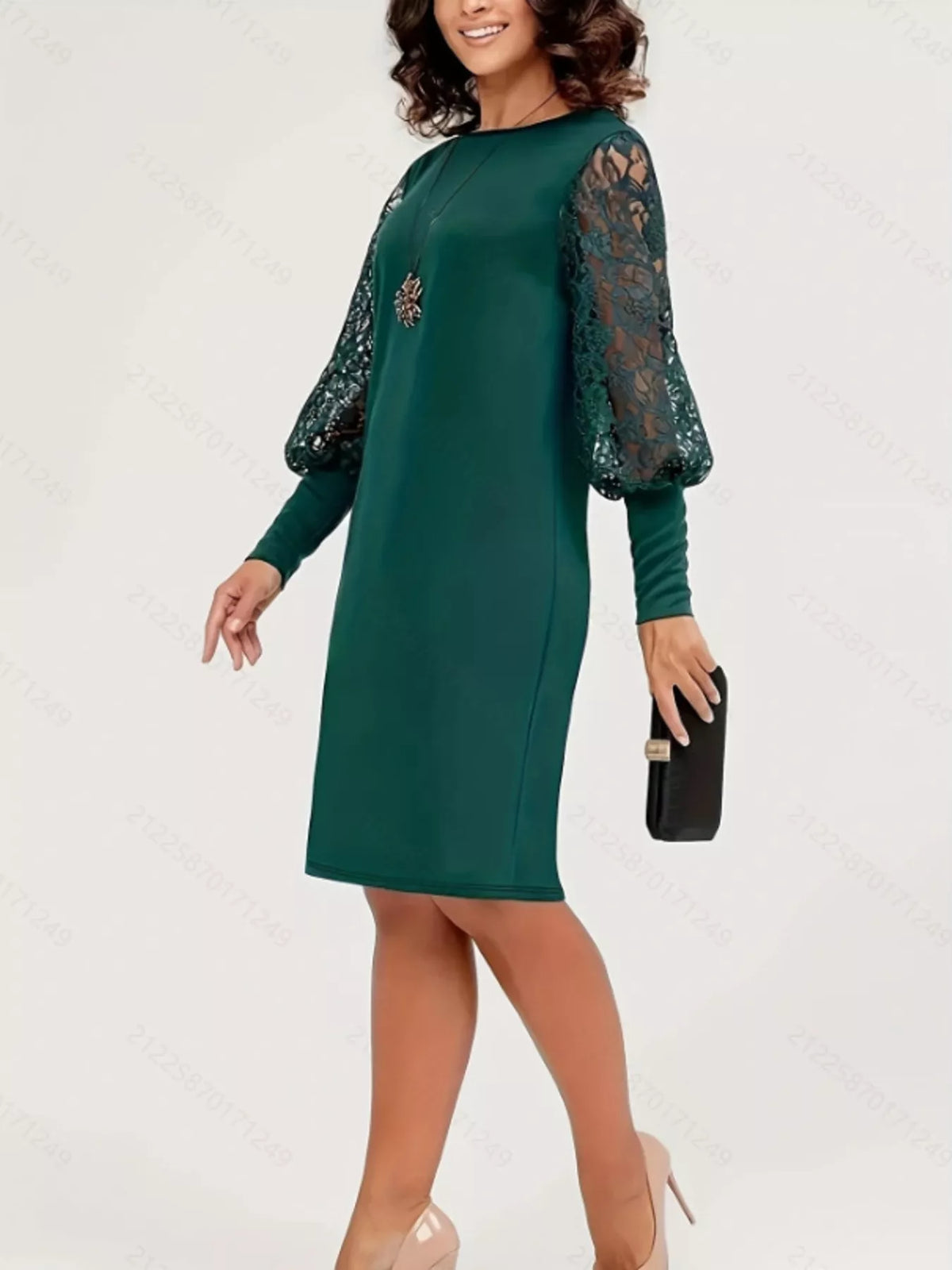 Lace Lantern Sleeve Dress, view 4