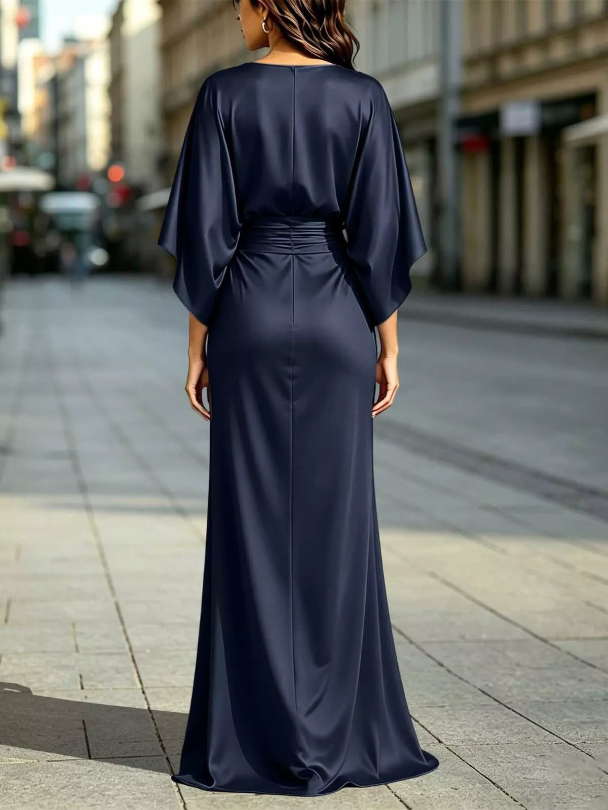 Ruched Waist Maxi Dress with Pockets, view 15