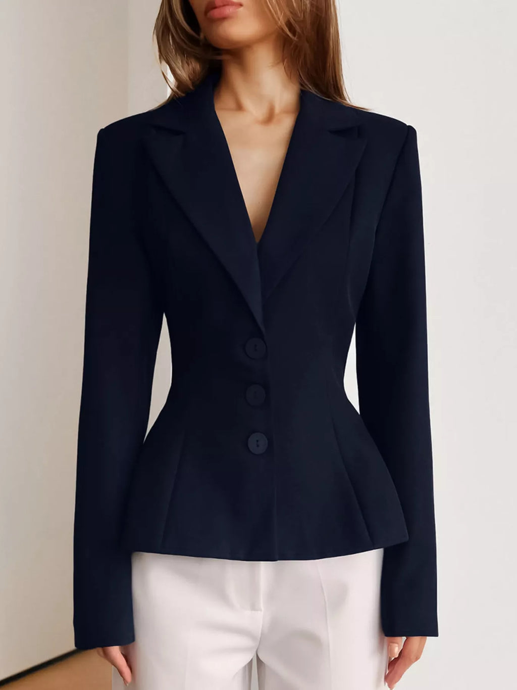 Lapel Collar Button Up Blazer - Lilixa.store