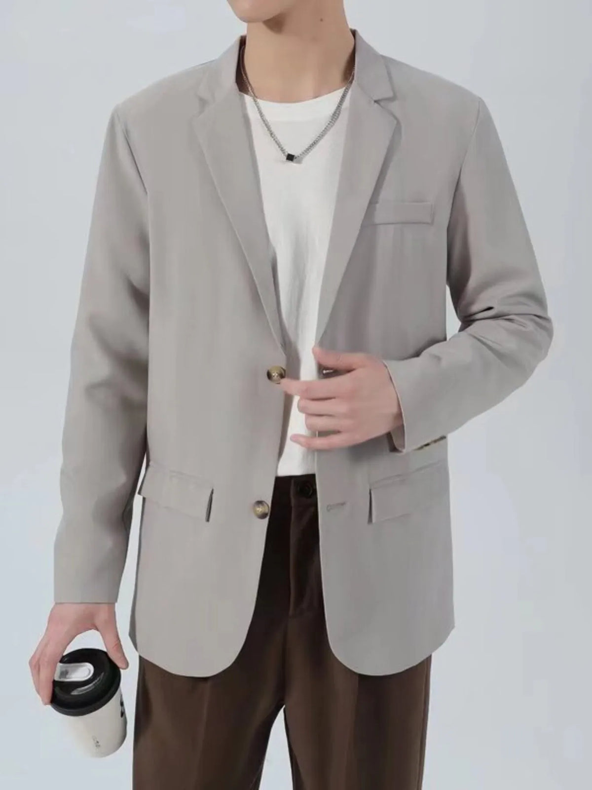 Men's Plus Size Classic Fit Two-Button Blazer - Lilixa.store