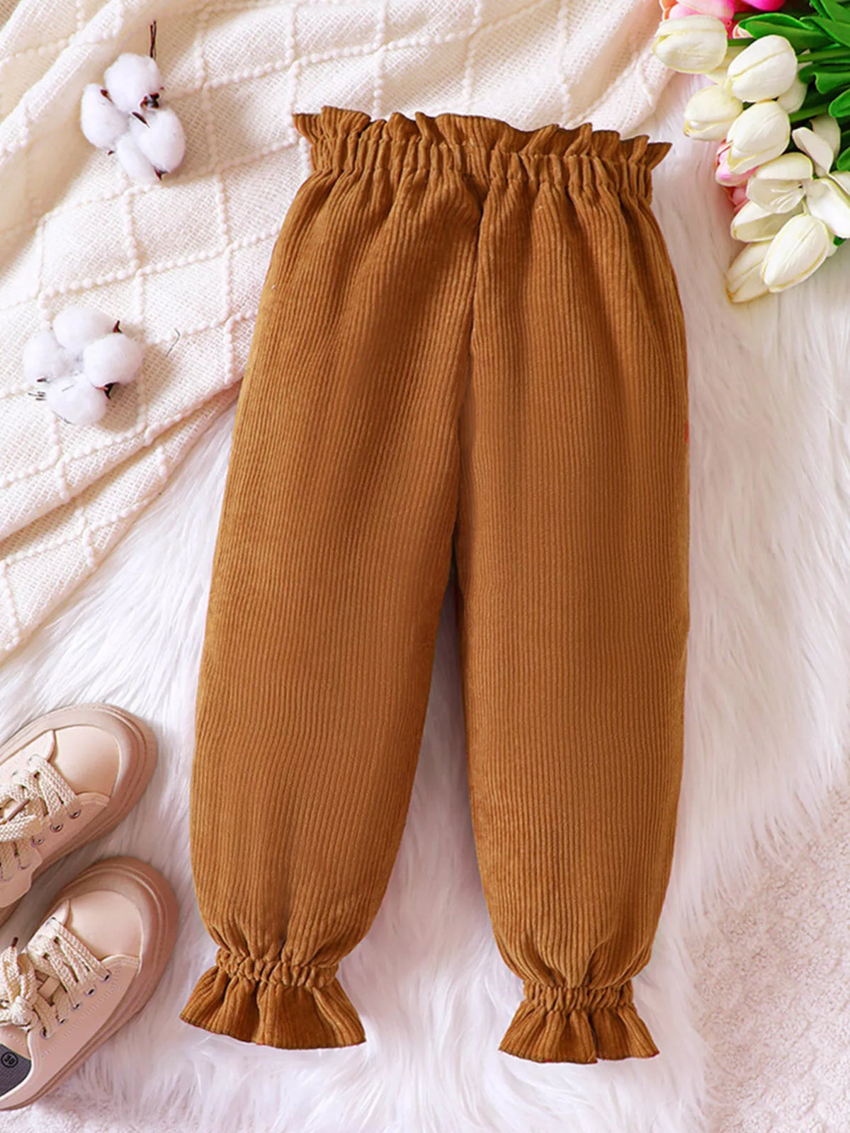 Children's Ruffled Hem Corduroy Pants - Lilixa.store