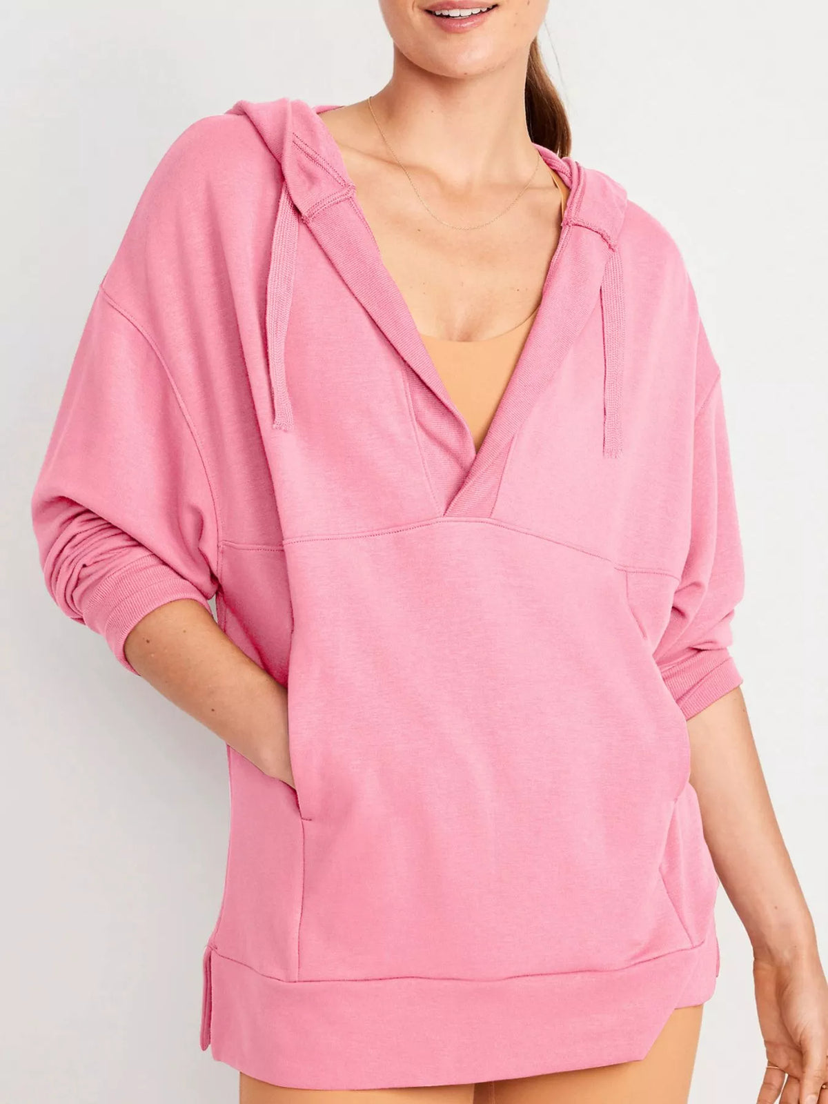 Drawstring Kangaroo Pocket Long Sleeve Hoodie - Lilixa.store