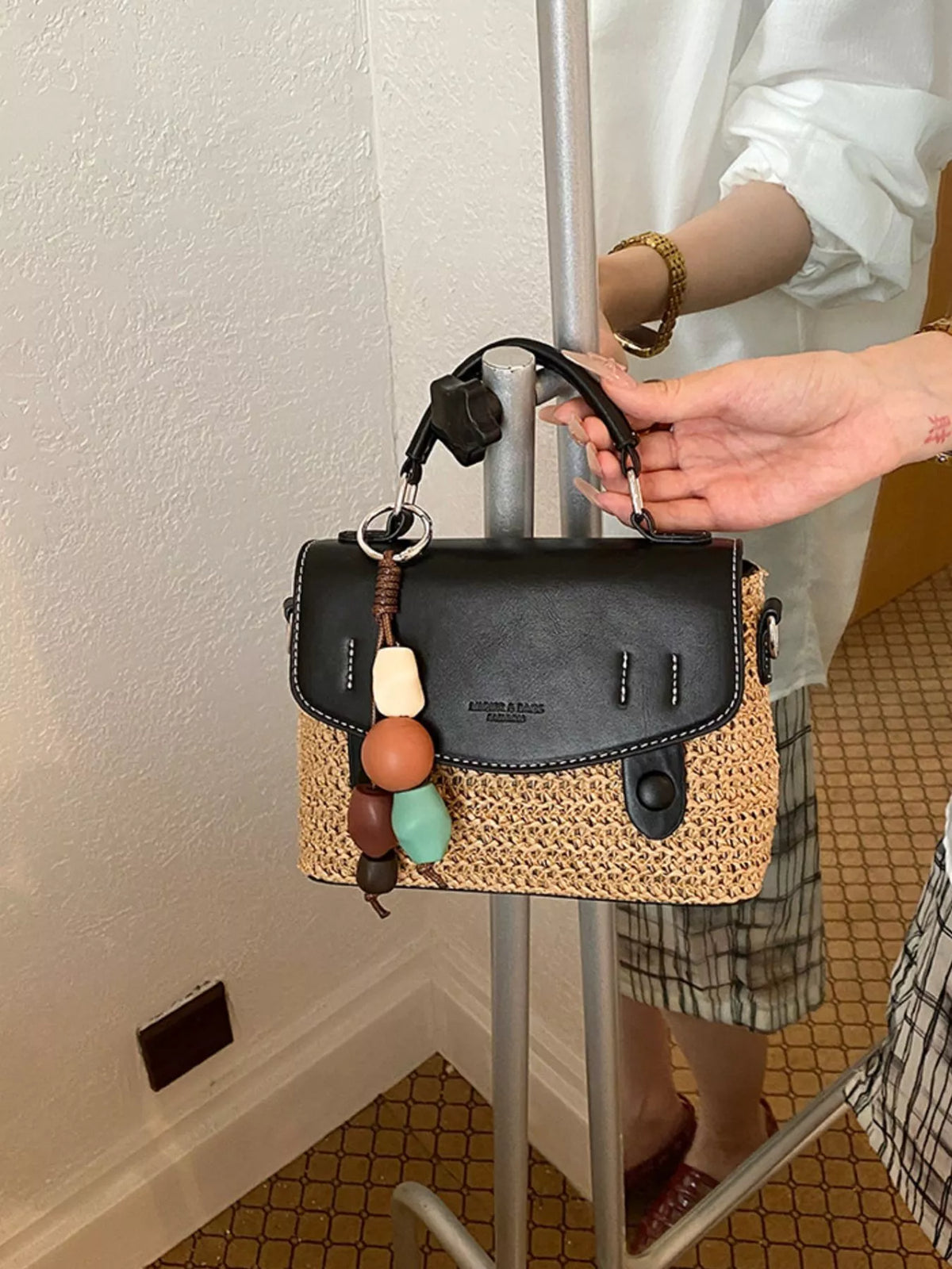 Two-Tone Woven Crossbody Bag - Lilixa.store
