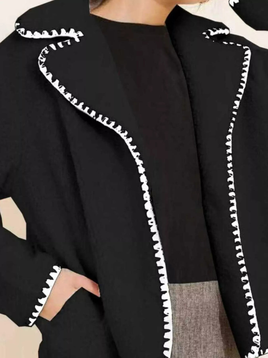 Sherpa Contrast Trim Button Up Outerwear - Lilixa.store