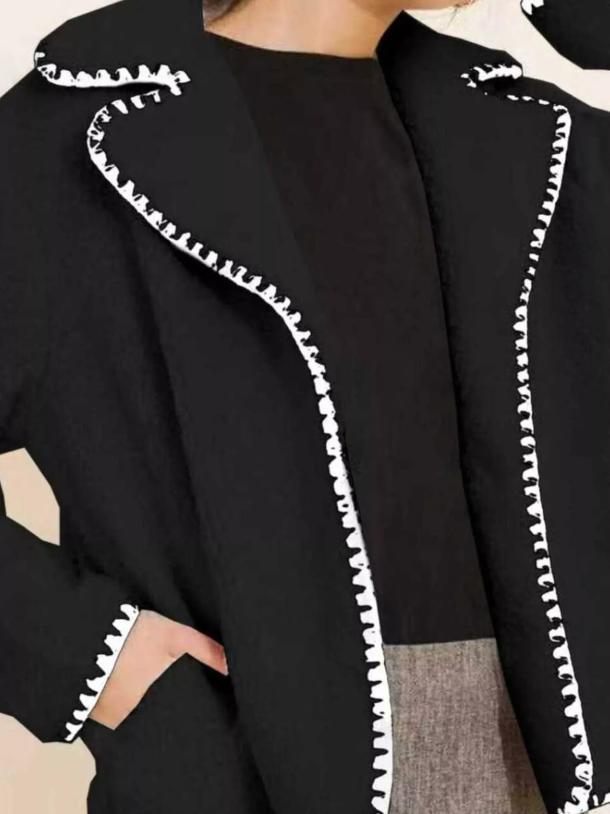 Sherpa Contrast Trim Button Up Outerwear - Lilixa.store