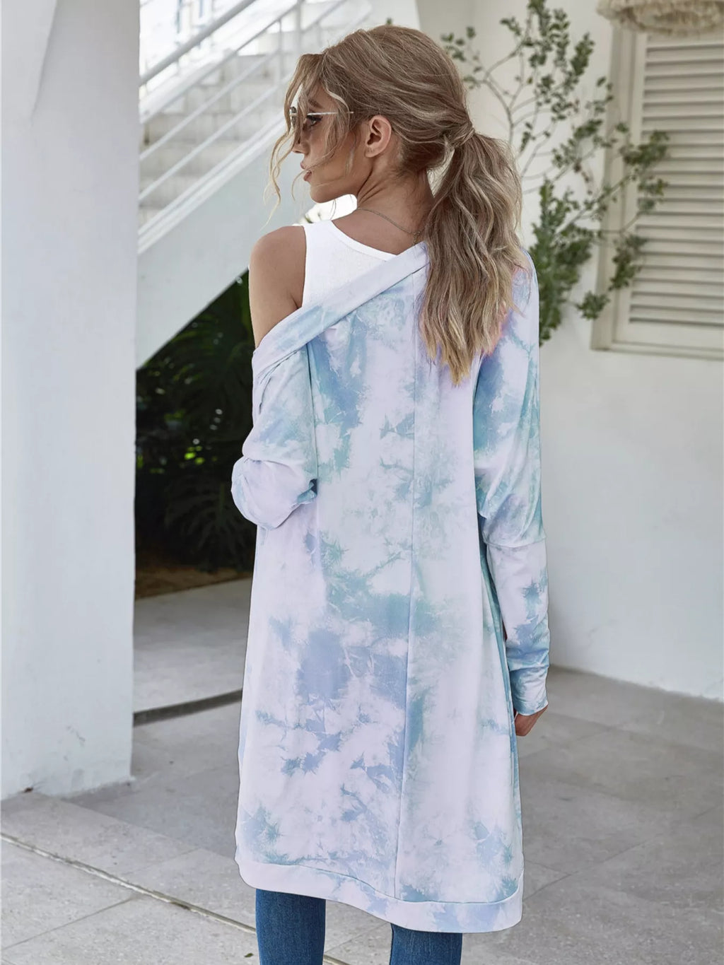 Tie-Dye Oversized Open Front Cardigan - Lilixa.store
